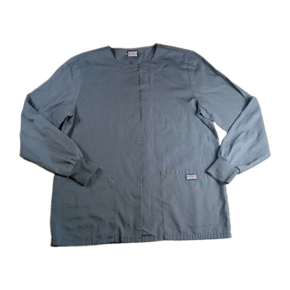 Cherokee Workwear Black Snap Front Scrub Jacket Women's Size XL Jacket
